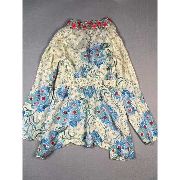 Sundance Silk Floral Embroidered V Neck Tunic Top Blouse Womens XS - Picture 3 of 8